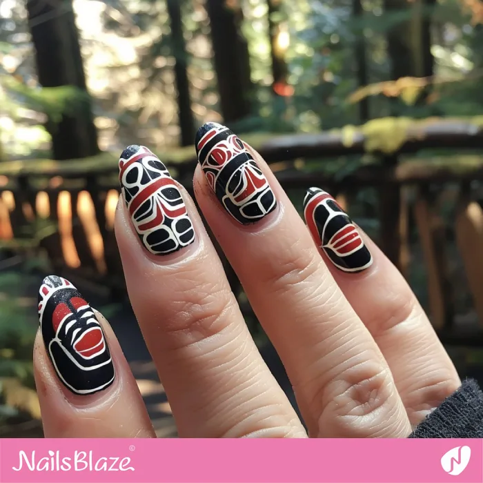 Simple Haida Gwaii-inspired Nails | Tribal Nails - NB4198